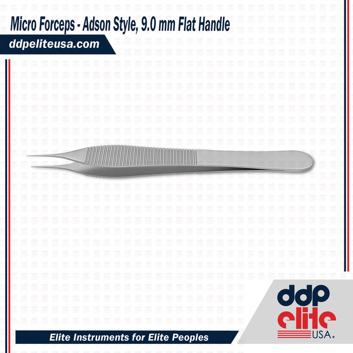 Micro Forceps - Adson Style, 9.0 mm Flat Handle - ddpeliteusa