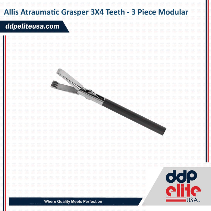 Allis Atraumatic Grasper 3X4 Teeth - 3 Piece Modular Reusable Insert - ddpeliteusa