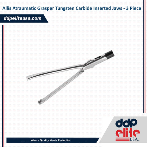 Allis Atraumatic Grasper Tungsten Carbide Inserted Jaws - 3 Piece Modular Reusable Insert - ddpeliteusa