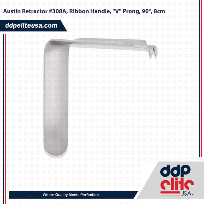 Austin Retractor, Ribbon Handle, "V" Prong, 90°, 8cm - ddpeliteusa