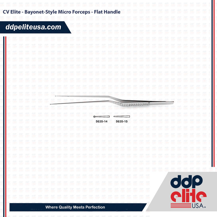 CV Elite - Bayonet-Style Micro Forceps - Flat Handle - ddpeliteusa