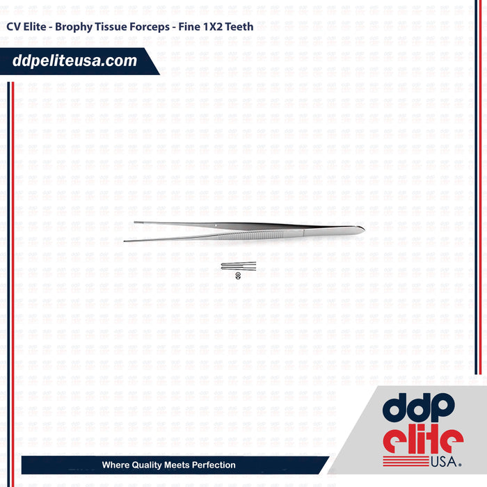 CV Elite - Brophy Tissue Forceps - Fine 1X2 Teeth - ddpeliteusa