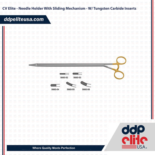 CV Elite - Needle Holder With Sliding Mechanism - W/ Tungsten Carbide Inserts - ddpeliteusa