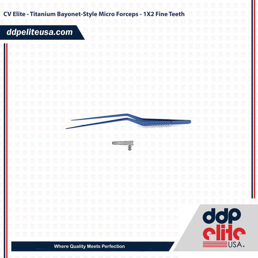 CV Elite - Titanium Bayonet-Style Micro Forceps - 1X2 Fine Teeth - ddpeliteusa