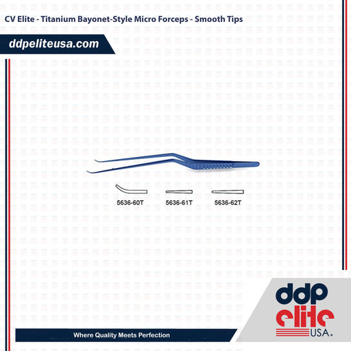 CV Elite - Titanium Bayonet-Style Micro Forceps - Smooth Tips - ddpeliteusa