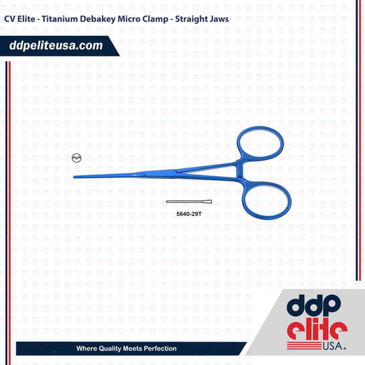 CV Elite - Titanium Debakey Micro Clamp - Straight Jaws - ddpeliteusa