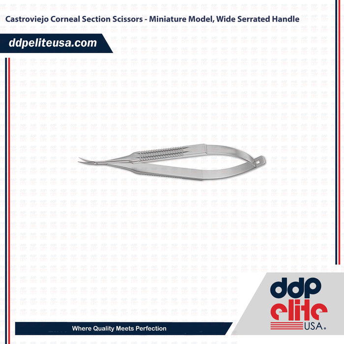Castroviejo Corneal Section Scissors - Miniature Model, Wide Serrated Handle - ddpeliteusa