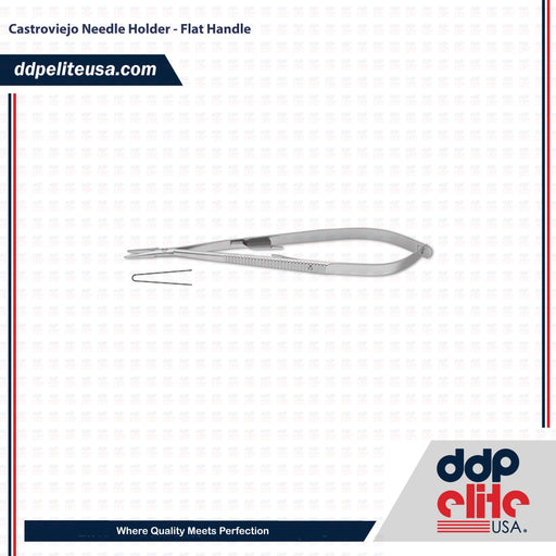 Castroviejo Needle Holder - Flat Handle - ddpeliteusa