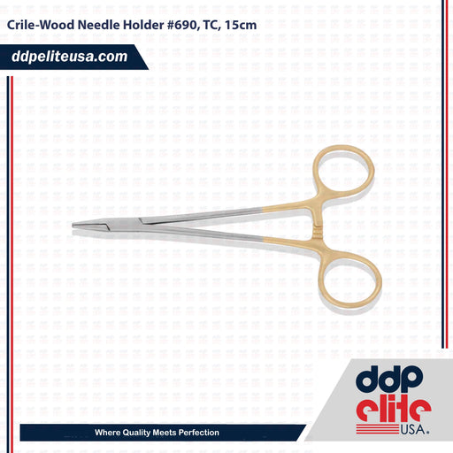Crile-Wood Needle Holder #690, TC, 15cm - ddpeliteusa