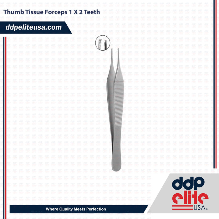 Diagnostic Thumb Tissue Forceps 1 X 2 Teeth Instrument - DDP Elite USA - ddpeliteusa