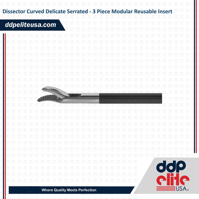 Dissector Curved Delicate Serrated - 3 Piece Modular Reusable Insert - ddpeliteusa