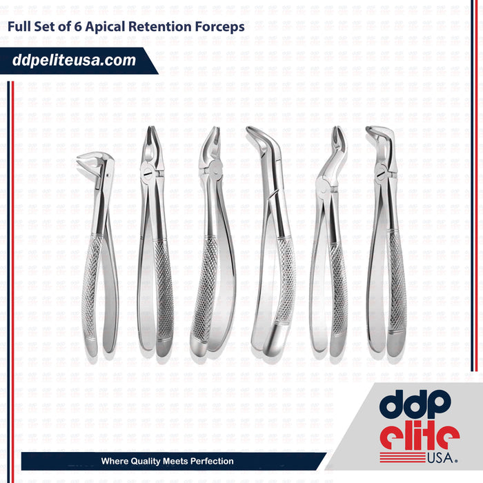 Full Set of 6 Apical Retention Forceps - ddpeliteusa