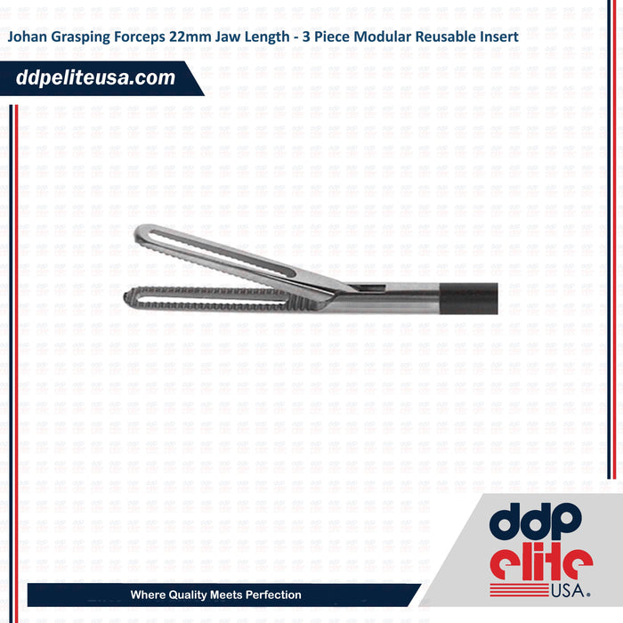 Johan Grasping Forceps 22mm Jaw Length - 3 Piece Modular Reusable Insert - ddpeliteusa