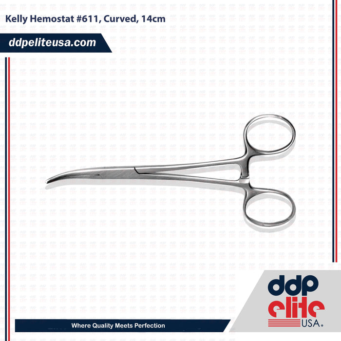 Kelly Hemostat #611, Curved, 14cm - ddpeliteusa