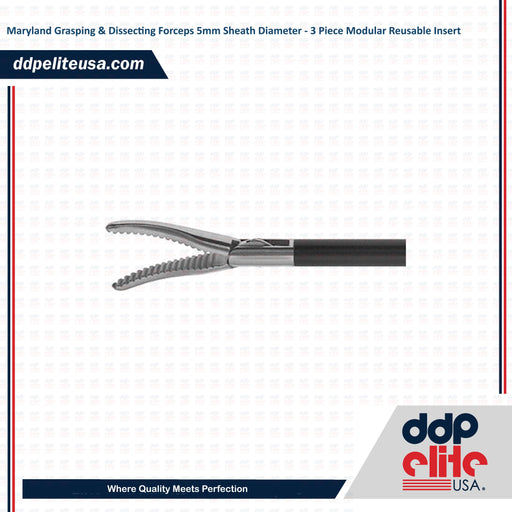 Maryland Grasping & Dissecting Forceps 5mm Sheath Diameter - 3 Piece Modular Reusable Insert - ddpeliteusa