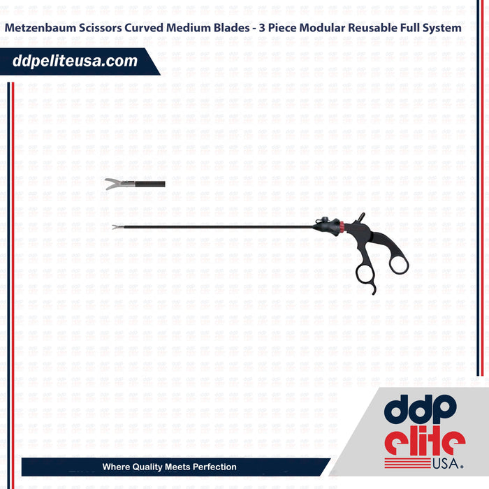 Metzenbaum Scissors Curved Medium Blades - 3 Piece Modular Reusable Full System - ddpeliteusa