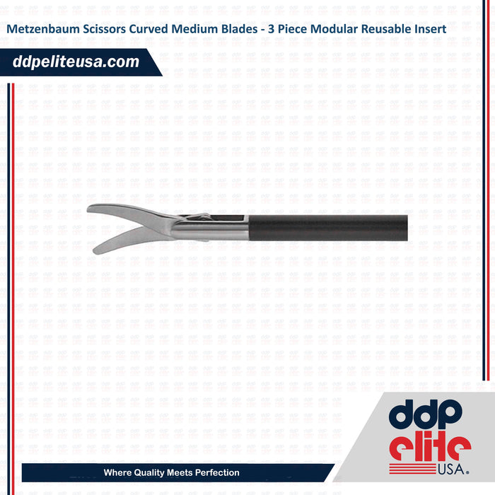 Metzenbaum Scissors Curved Medium Blades - 3 Piece Modular Reusable Insert - ddpeliteusa