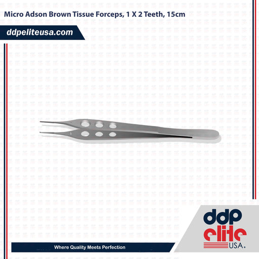 Micro Adson Brown Tissue Forceps, 1 X 2 Teeth, 15cm - ddpeliteusa