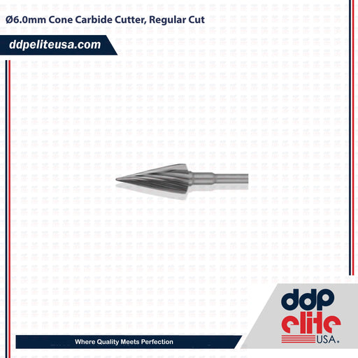 Ø6.0mm Cone Carbide Cutter, Regular Cut - ddpeliteusa