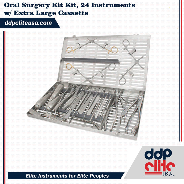 Oral Surgery Kit, 24 Instruments w/ Extra Large Cassette - ddpeliteusa