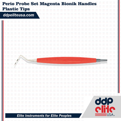 Perio Probe Set Magenta Bionik Handles Plastic Tips - ddpeliteusa