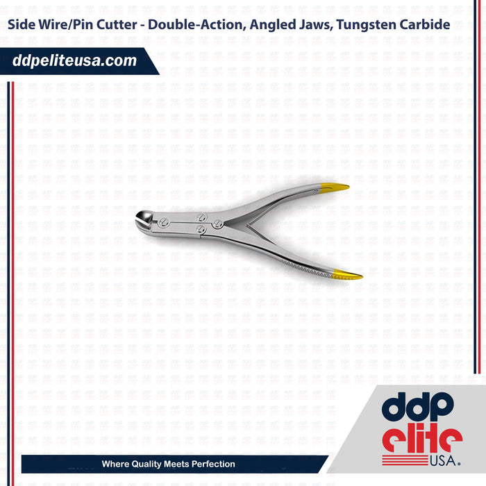 Side Wire/Pin Cutter - Double-Action, Angled Jaws, Tungsten Carbide - ddpeliteusa