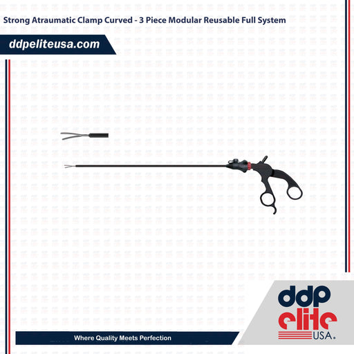 Strong Atraumatic Clamp Curved - 3 Piece Modular Reusable Full System - ddpeliteusa