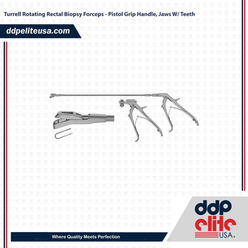Turrell Rotating Rectal Biopsy Forceps - Pistol Grip Handle, Jaws W/ Teeth - ddpeliteusa