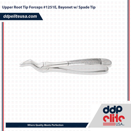 Upper Root Tip Forceps #1251E, Bayonet w/ Spade Tip - ddpeliteusa