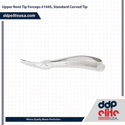 Upper Root Tip Forceps #144S, Standard Curved Tip - ddpeliteusa